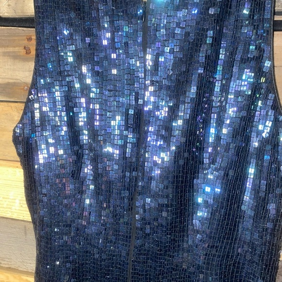 Vintage Mark & John by Gopa Sequin/Silk Shift Coctail Mini Dress Size 4 Black - Picture 6 of 8